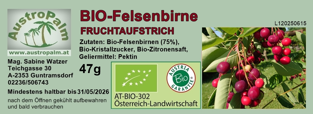 Felsenbirne-Fruchtaufstrich 47g - BIO